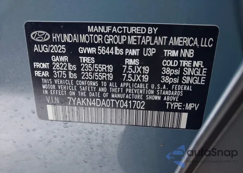 2026 Hyundai Ioniq 5 Sel z USA, uszkodzony, nr VIN 7YAKN4DA0TY041702